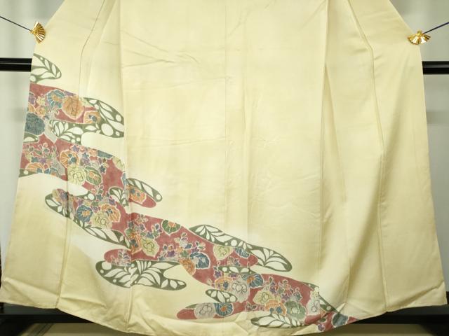 平和屋着物●訪問着　手描き　辻が花　桐　暈し染め　正絹　逸品　DABF7817ps