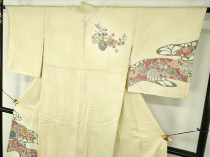 平和屋着物●訪問着　手描き　辻が花　桐　暈し染め　正絹　逸品　DABF7817ps