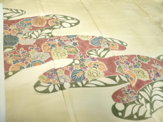 平和屋着物●訪問着　手描き　辻が花　桐　暈し染め　正絹　逸品　DABF7817ps