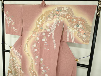 平和屋着物●訪問着　絞り　道長吉祥花文　暈し染め　金彩　正絹　逸品　DABF7818ps