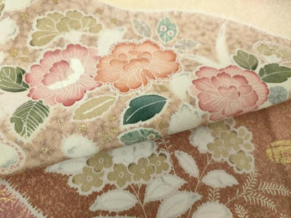 平和屋着物●訪問着　絞り　道長吉祥花文　暈し染め　金彩　正絹　逸品　DABF7818ps