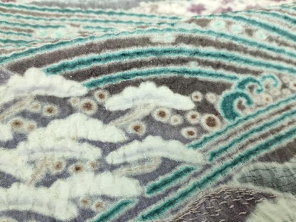 平和屋着物●中国三大刺繍　相良刺繍　訪問着　おぼろ染め　襲絞り　立波松竹梅　銀通し地　正絹　逸品　DABF7820ps