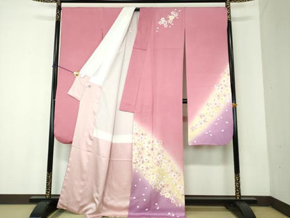 平和屋着物●豪華振袖　舞桜　暈し染め　正絹　逸品　DABF7822ps