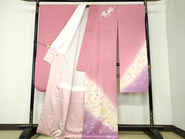 平和屋着物●豪華振袖　舞桜　暈し染め　正絹　逸品　DABF7822ps