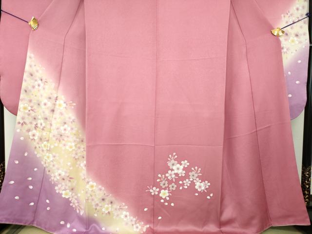 平和屋着物●豪華振袖　舞桜　暈し染め　正絹　逸品　DABF7822ps