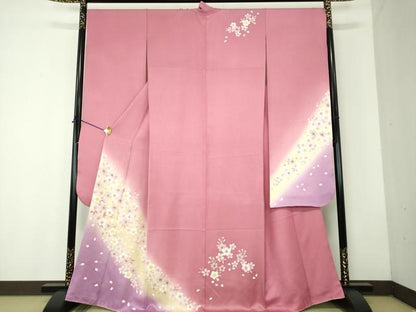 平和屋着物●豪華振袖　舞桜　暈し染め　正絹　逸品　DABF7822ps