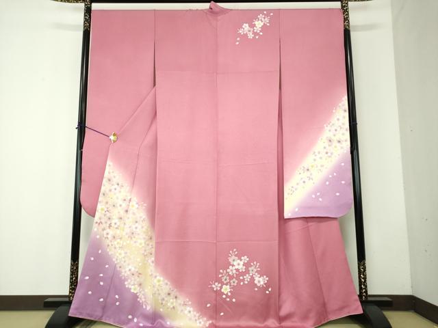 平和屋着物●豪華振袖　舞桜　暈し染め　正絹　逸品　DABF7822ps
