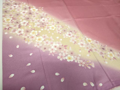 平和屋着物●豪華振袖　舞桜　暈し染め　正絹　逸品　DABF7822ps