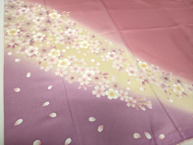 平和屋着物●豪華振袖　舞桜　暈し染め　正絹　逸品　DABF7822ps