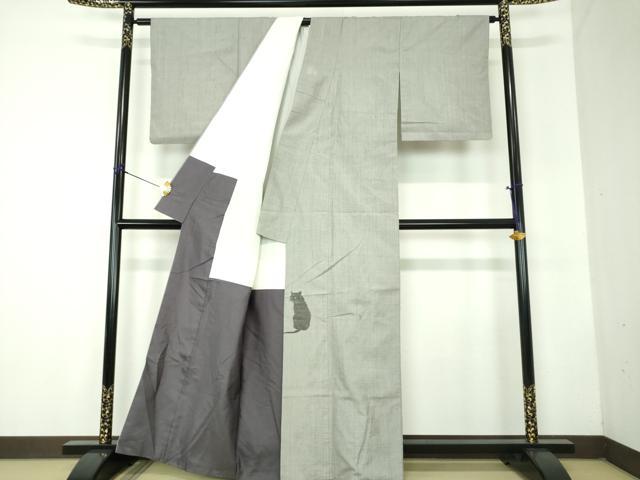 平和屋着物●色留訪問着　紬地　黒猫　正絹　逸品　DABF7825ps