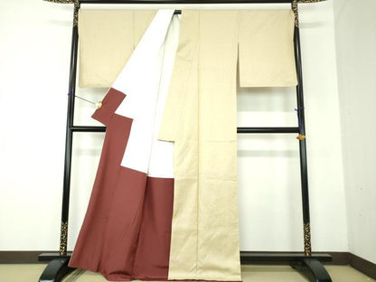 平和屋着物●上質なお召　抽象文様　正絹　逸品　DABF7826ps