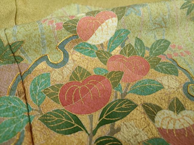 平和屋着物●訪問着　作家物　駒刺繍　絞り　雪輪吉祥花文　金彩　正絹　逸品　DABF7827ps