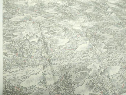 平和屋着物●本場大島紬　白大島　9マルキ　雲取り人物風景　正絹　逸品　DABF7828ps