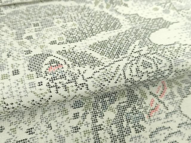 平和屋着物●本場大島紬　白大島　9マルキ　雲取り人物風景　正絹　逸品　DABF7828ps