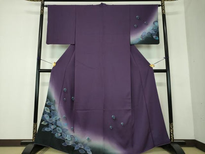 平和屋着物●訪問着　手描き　丸文　落ち葉　暈し染め　金銀彩　正絹　逸品　DABF7830ps
