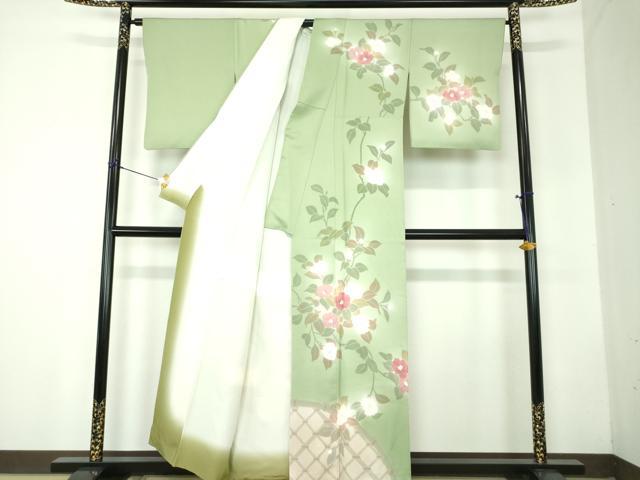 平和屋着物●訪問着　刺繍　籬枝花文　暈し染め　正絹　逸品　DABF7832ps