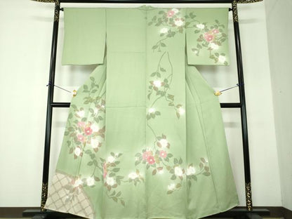 平和屋着物●訪問着　刺繍　籬枝花文　暈し染め　正絹　逸品　DABF7832ps