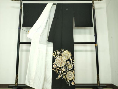 平和屋着物●金彩友禅　卓越技能者・名工・和田光正　黒留袖　正倉院更紗花文　金銀彩　正絹　逸品　DABF7834ps