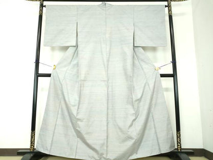 平和屋着物●上質な紬　横段霞　正絹　逸品　DABF7835ps