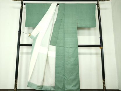 平和屋着物●上質な紬　色無地　薄青色　正絹　逸品　DABF7836ps