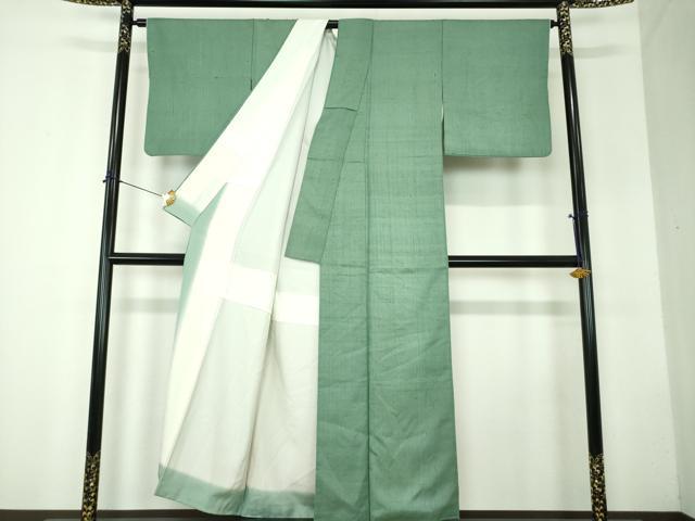 平和屋着物●上質な紬　色無地　薄青色　正絹　逸品　DABF7836ps