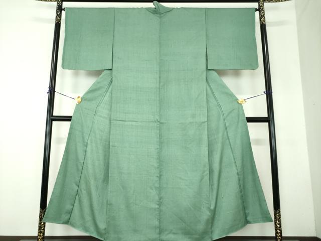 平和屋着物●上質な紬　色無地　薄青色　正絹　逸品　DABF7836ps