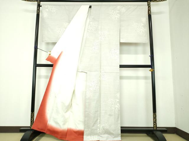 平和屋着物●本場大島紬　白大島　9マルキ　草葉文　正絹　逸品　未使用　DABF7839ps