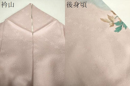 平和屋着物●二代目清次郎　手描き　訪問着　草花文　暈し染め　ロング丈　正絹　逸品　DABF7843ps