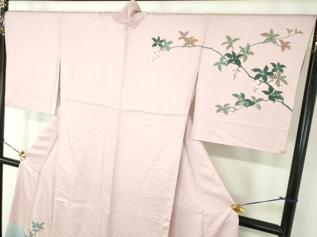 平和屋着物●二代目清次郎　手描き　訪問着　草花文　暈し染め　ロング丈　正絹　逸品　DABF7843ps