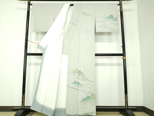平和屋着物●訪問着　駒刺繍　遠山文　暈し染め　金彩　正絹　逸品　DABF7844ps