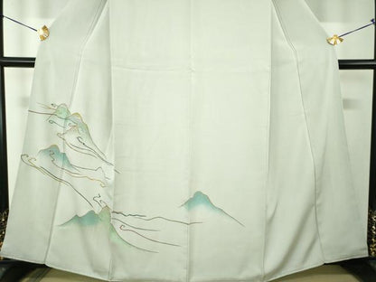 平和屋着物●訪問着　駒刺繍　遠山文　暈し染め　金彩　正絹　逸品　DABF7844ps