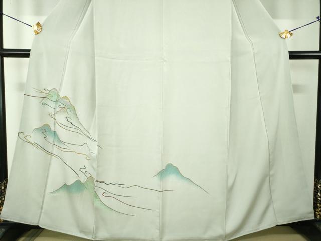 平和屋着物●訪問着　駒刺繍　遠山文　暈し染め　金彩　正絹　逸品　DABF7844ps