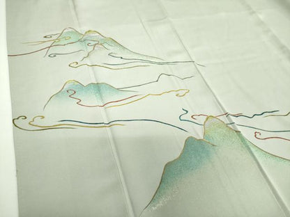 平和屋着物●訪問着　駒刺繍　遠山文　暈し染め　金彩　正絹　逸品　DABF7844ps