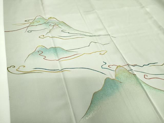 平和屋着物●訪問着　駒刺繍　遠山文　暈し染め　金彩　正絹　逸品　DABF7844ps