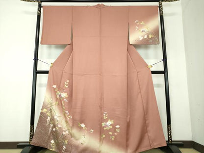平和屋着物●訪問着　螺鈿　草花文　暈し染め　金銀彩　正絹　逸品　DABF7846ps