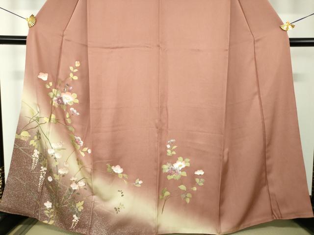 平和屋着物●訪問着　螺鈿　草花文　暈し染め　金銀彩　正絹　逸品　DABF7846ps