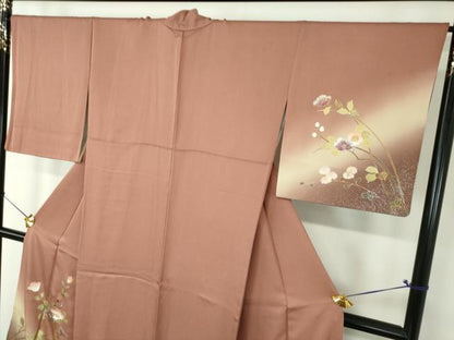 平和屋着物●訪問着　螺鈿　草花文　暈し染め　金銀彩　正絹　逸品　DABF7846ps