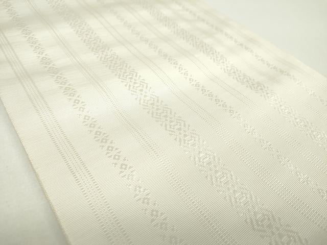 平和屋着物●本場筑前博多帯　八寸名古屋帯　献上　生成色　正絹　逸品　DABF7849ps