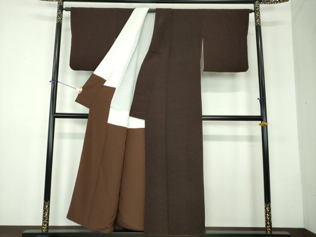 平和屋着物●江戸小紋　大小霰　黒地　鬼しぼ縮緬　正絹　逸品　DABF7851ps