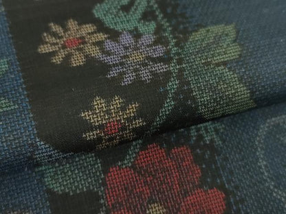 平和屋着物●本場大島紬　9マルキ　草花間道　正絹　逸品　未使用　DABF7852ps
