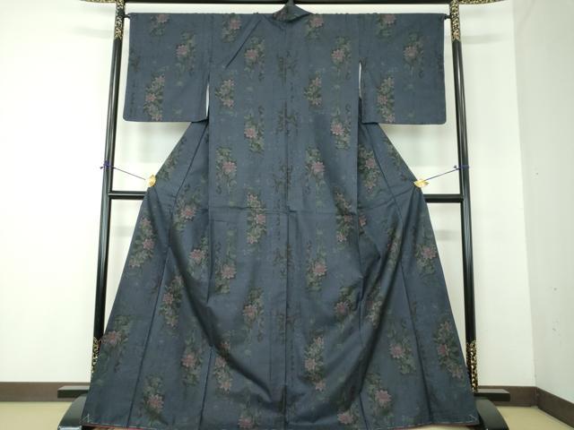 平和屋着物●本場大島紬　9マルキ　草花文　正絹　逸品　未使用　DABF7853ps