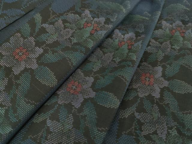 平和屋着物●本場大島紬　9マルキ　草花文　正絹　逸品　未使用　DABF7853ps