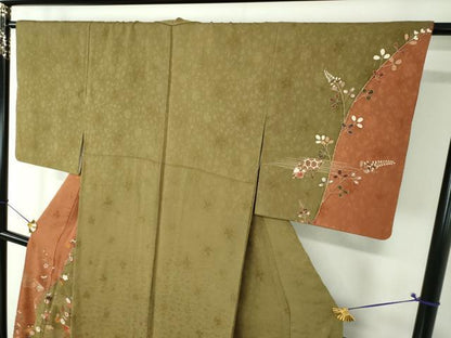 平和屋着物●訪問着　駒刺繍　扇面宝尽くし花文　金彩　正絹　逸品　DABF7855ps