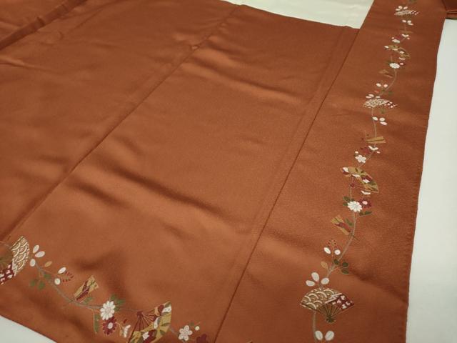 平和屋着物●訪問着　駒刺繍　扇面宝尽くし花文　金彩　正絹　逸品　DABF7855ps
