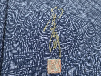 平和屋着物●江戸小紋　作家物　市松文様　鮫小紋柄　正絹　逸品　DABF7856ps