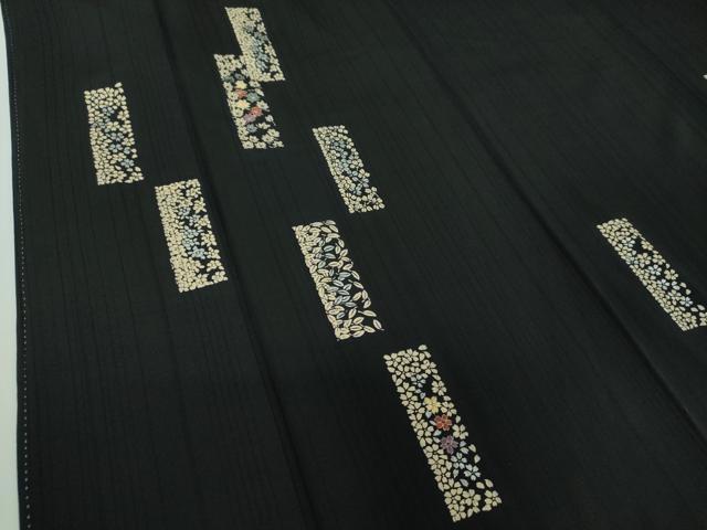 平和屋着物●訪問着　刺繍　桜楓　黒地　銀彩　正絹　逸品　DABF7857ps