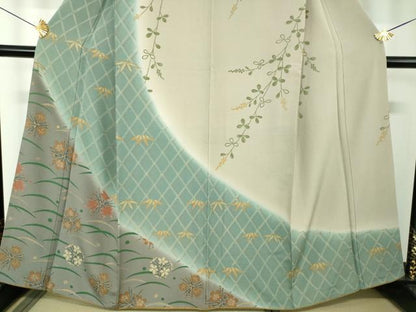平和屋着物●訪問着　露芝花丸文　金彩　正絹　逸品　DABF7858ps