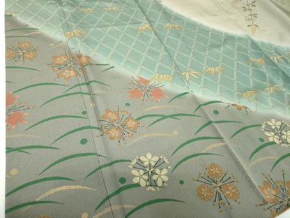 平和屋着物●訪問着　露芝花丸文　金彩　正絹　逸品　DABF7858ps