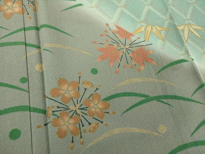 平和屋着物●訪問着　露芝花丸文　金彩　正絹　逸品　DABF7858ps