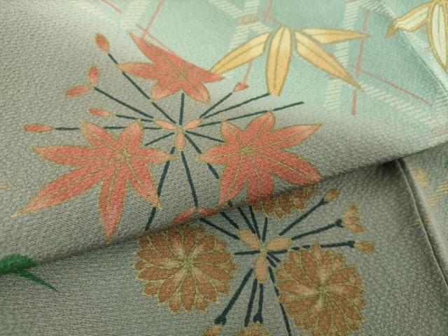 平和屋着物●訪問着　露芝花丸文　金彩　正絹　逸品　DABF7858ps